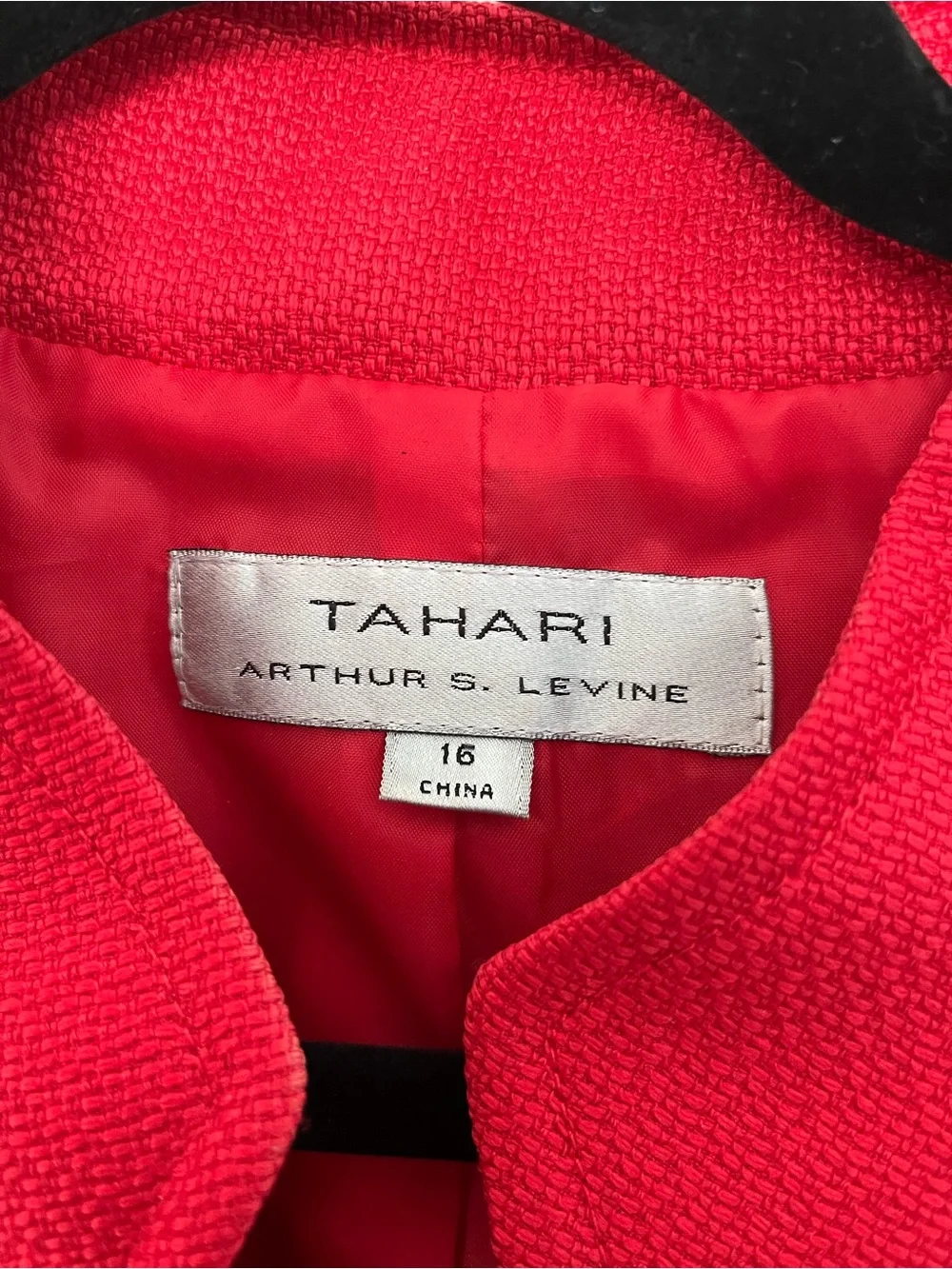 TAHARI by Arthur S. Levine Red Textured Stand Collar Blazer Jacket